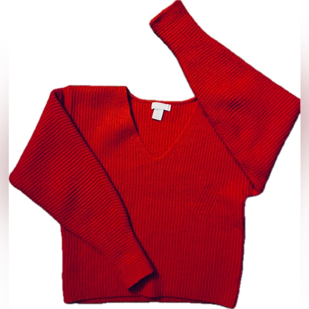 H&M Deep Red V-Neck Sweater